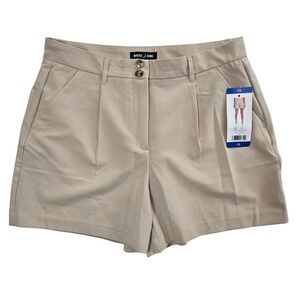 NWT Nautica Jeans Women's Khaki Beige Pleated High Waist Shorts Size‎ 10